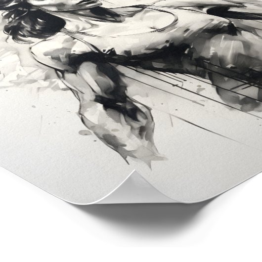 Mooie Vrouw Schets van Vrouw Bodybuilder Poster (Hoek)