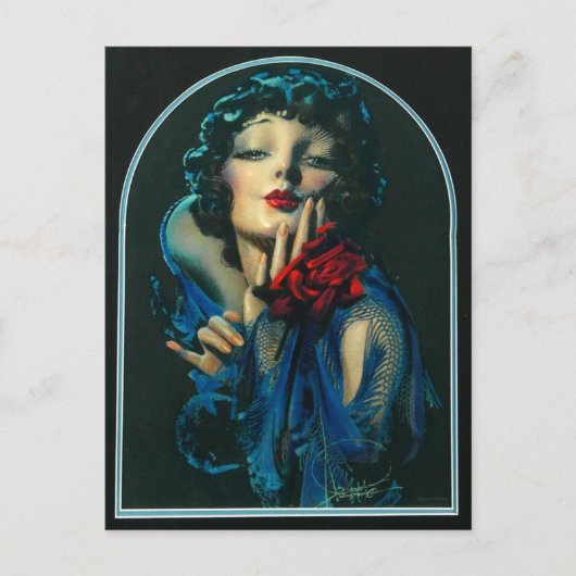 mooie vrouw uit de jaren 20 briefkaart (Voorkant)