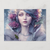 Mooie vrouw van de winter van Floral en sneeuw Briefkaart (Voorkant)