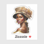 Mooie vrouw van kleur in  Pet met bloemen Sticker (Vel)
