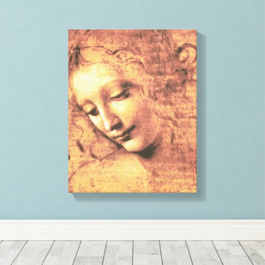 Mooie vrouw van Leonardo da Vinci Canvas Afdruk (Insitu (Houten vloer))