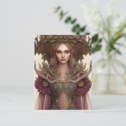 Mooie vrouw van Planten en bloemen Briefkaart (Staand voorkant)