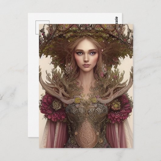 Mooie vrouw van Planten en bloemen Briefkaart (Voorkant / Achterkant)