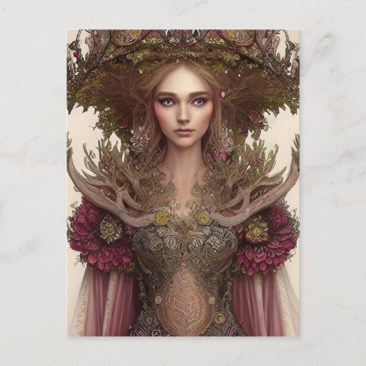 Mooie vrouw van Planten en bloemen Briefkaart (Voorkant)