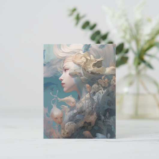 Mooie Vrouwe van het Zee met Vis Briefkaart (Staand voorkant)