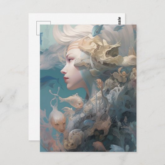 Mooie Vrouwe van het Zee met Vis Briefkaart (Voorkant / Achterkant)