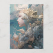 Mooie Vrouwe van het Zee met Vis Briefkaart (Voorkant)