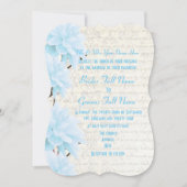Mooie vrouwelijke bleke pastelblauwe bloemige trou kaart (Voorkant)