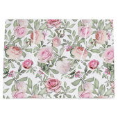 Mooie Vrouwelijke Bloemige Waterverf Roze Rozen Groot Cadeauzakje (Voorkant)