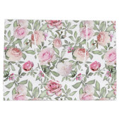 Mooie Vrouwelijke Bloemige Waterverf Roze Rozen Groot Cadeauzakje (Achterkant)