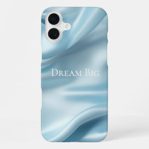 Mooie Vrouwelijke Lichtblauwe Nep Satijn iPhone 16 Plus Hoesje