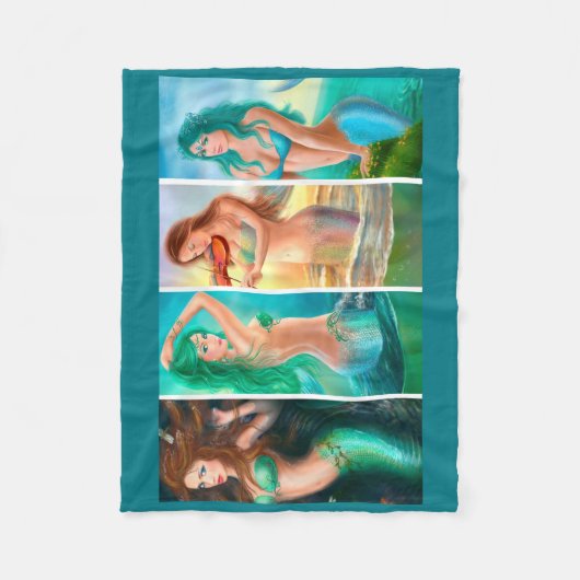 Mooie vrouwelijke mermaidecollage fleece deken (Voorkant)