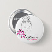 Mooie vrouwelijke mode illustratie ronde button 5,7 cm (Voorkant /achterkant)