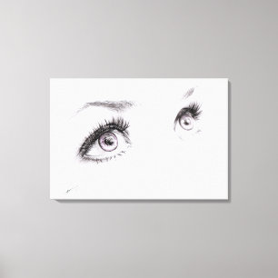 Mooie vrouwelijke ogen Tekening Minimalistische ku Canvas Afdruk