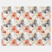 Mooie Vrouwelijke Perzik Blauw en Wit Bloemen Fleece Deken (Voorkant (Horizontaal))