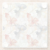 Mooie Vrouwelijke Perzik Blauw en Wit Bloemen Glazen Onderzetter (Achterkant)