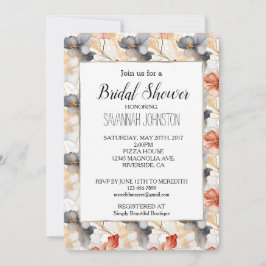 Mooie Vrouwelijke Perzik Blauw en Wit Bloemen Kaart