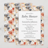 Mooie Vrouwelijke Perzik Blauw en Wit Bloemen Kaart (Voorkant / Achterkant)