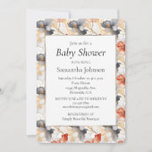 Mooie Vrouwelijke Perzik Blauw en Wit Bloemen Kaart (Voorkant)