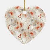 Mooie Vrouwelijke Perzik Blauw en Wit Bloemen Keramisch Ornament (Achterkant)