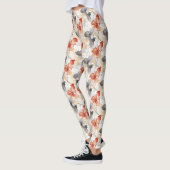 Mooie Vrouwelijke Perzik Blauw en Wit Bloemen Leggings (Links)
