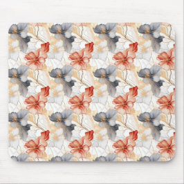 Mooie Vrouwelijke Perzik Blauw en Wit Bloemen Muismat