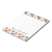 Mooie Vrouwelijke Perzik Blauw en Wit Bloemen Notitieblok (Linkerzijde)