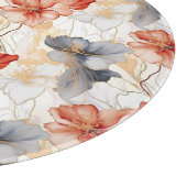 Mooie Vrouwelijke Perzik Blauw en Wit Bloemen Snijplank (Hoek)