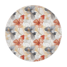 Mooie Vrouwelijke Perzik Blauw en Wit Bloemen Snijplank