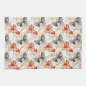 Mooie Vrouwelijke Perzik Blauw en Wit Bloemen Theedoek (Horizontaal)