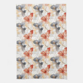 Mooie Vrouwelijke Perzik Blauw en Wit Bloemen Theedoek (Verticaal)