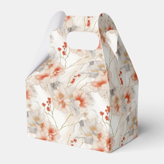 Mooie vrouwelijke perzik rode bloem bedankdoosjes (Voorkant Zijde)