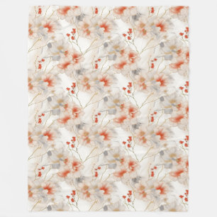 Mooie vrouwelijke perzik rode bloem fleece deken