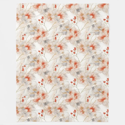 Mooie vrouwelijke perzik rode bloem fleece deken (Voorkant)