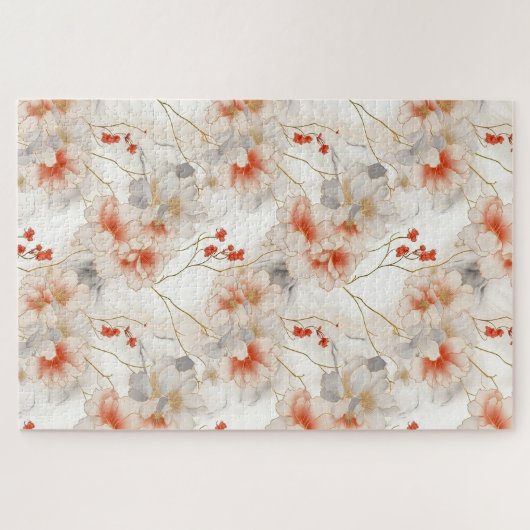 Mooie vrouwelijke perzik rode bloem legpuzzel