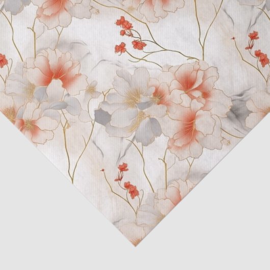 Mooie vrouwelijke perzik rode bloem tissuepapier (Detail)