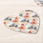 Mooie Vrouwelijke Perzik Rood Blauw en Wit Bloemen Kartonnen Onderzetters (Gekanteld)