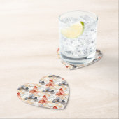 Mooie Vrouwelijke Perzik Rood Blauw en Wit Bloemen Kartonnen Onderzetters (Insitu)