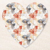 Mooie Vrouwelijke Perzik Rood Blauw en Wit Bloemen Kartonnen Onderzetters (Voorkant)