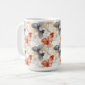 Mooie Vrouwelijke Perzik Rood Blauw en Wit Bloemen Koffiemok (Voorkant links)