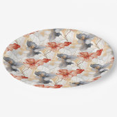 Mooie Vrouwelijke Perzik Rood Blauw en Wit Bloemen Papieren Bordje (Gekanteld)