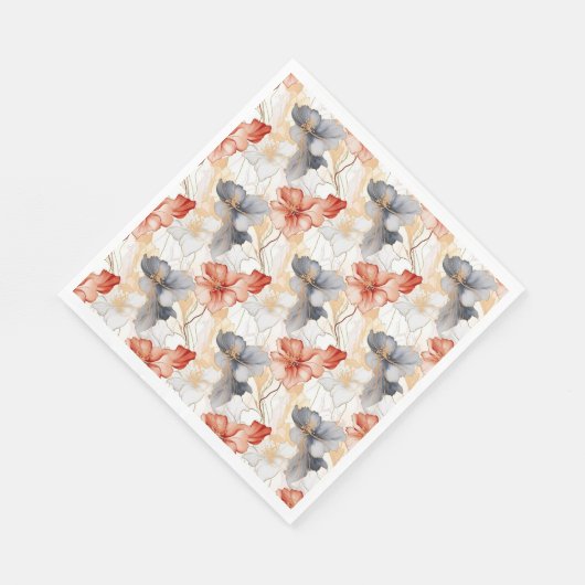 Mooie Vrouwelijke Perzik Rood Blauw en Wit Bloemen Servet (Hoek)