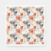 Mooie Vrouwelijke Perzik Rood Blauw en Wit Bloemmo Servet (Voorkant)