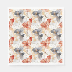 Mooie Vrouwelijke Perzik Rood Blauw en Wit Bloemmo Servet