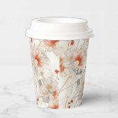 Mooie vrouwelijke perzik rood wit bloemig papieren bekers (Rechts)