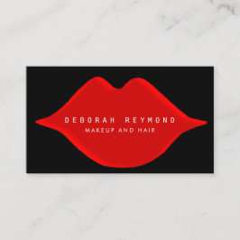 mooie vrouwelijke rode lippen schoonheidsmake - up visitekaartje