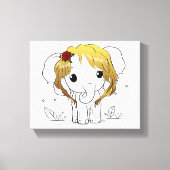 Mooie vrouwen baby olifant met geel haar canvas afdruk (Voorkant)