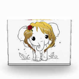 Mooie vrouwen baby olifant met geel haar fotoblokken