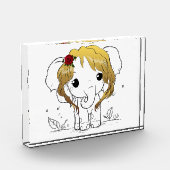 Mooie vrouwen baby olifant met geel haar fotoblokken (Links)