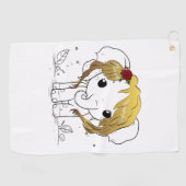 Mooie vrouwen baby olifant met geel haar golfhanddoek (Horizontaal)